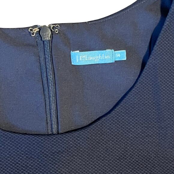 J. McLaughlin Navy Textured Sleeveless Sheath Dress Size 14 - Picture 3 of 4